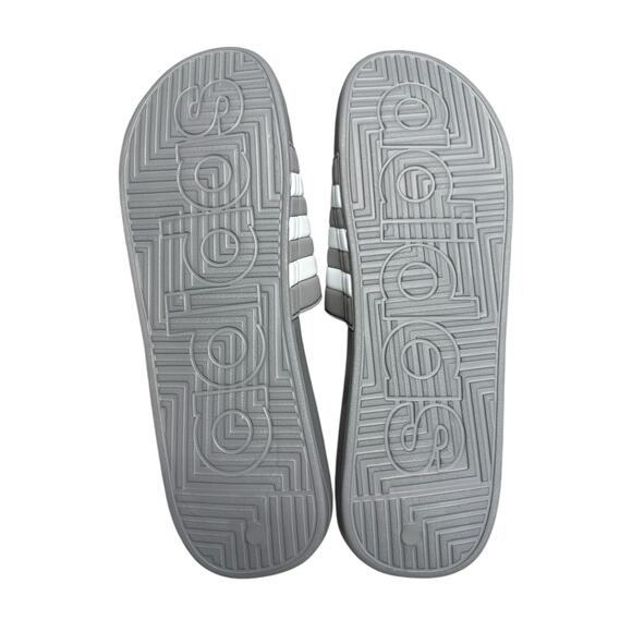 NEW Adidas Adissage Slides Sandals Grey White Men's US 18 Pool Shoes Comfort - Picture 5 of 7